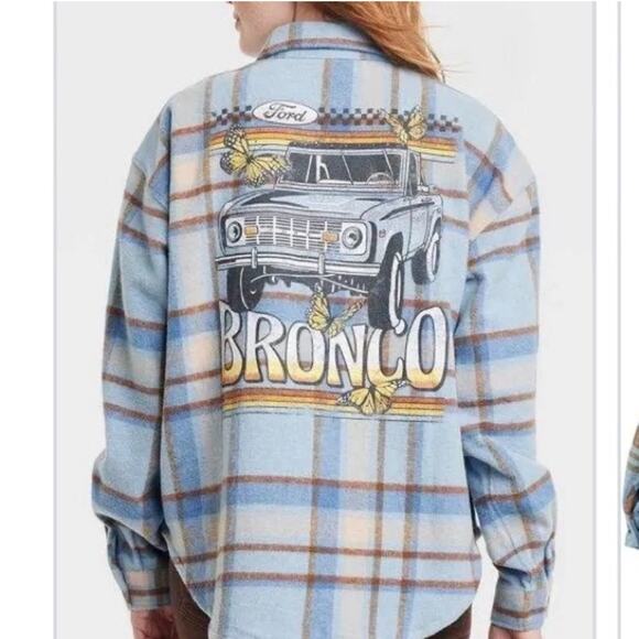Ford Bronco Flannel |Vintage Bronco Back Detail | Music Festival Outfit plus XXL - Picture 1 of 9